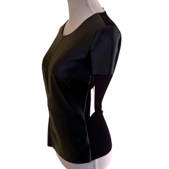 Bailey 44 New Women’s Small Hardy Black Faux-Leather Front Tee Anthropologie NWT - Picture 7 of 13